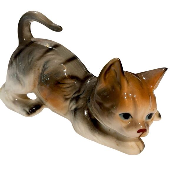 Charming Vintage 1980's Andrea By Sadek Ceramic/Porcelain Tabby Kitten Figurine - Picture 4 of 11